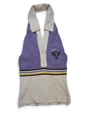 BDG Urban Outfitters Serena Collared Sweater Halter Top Purple Tennis Y2K SM